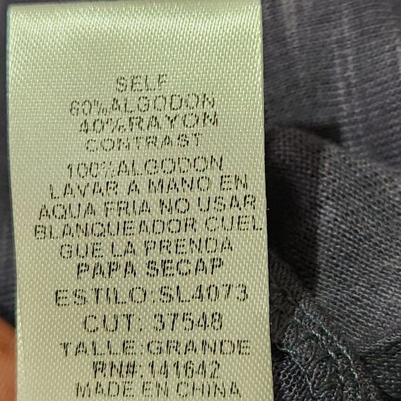 She Sky top Size Large Dark Blue Sheer Lightweight Relax Fit Front Buttons - Picture 10 of 10